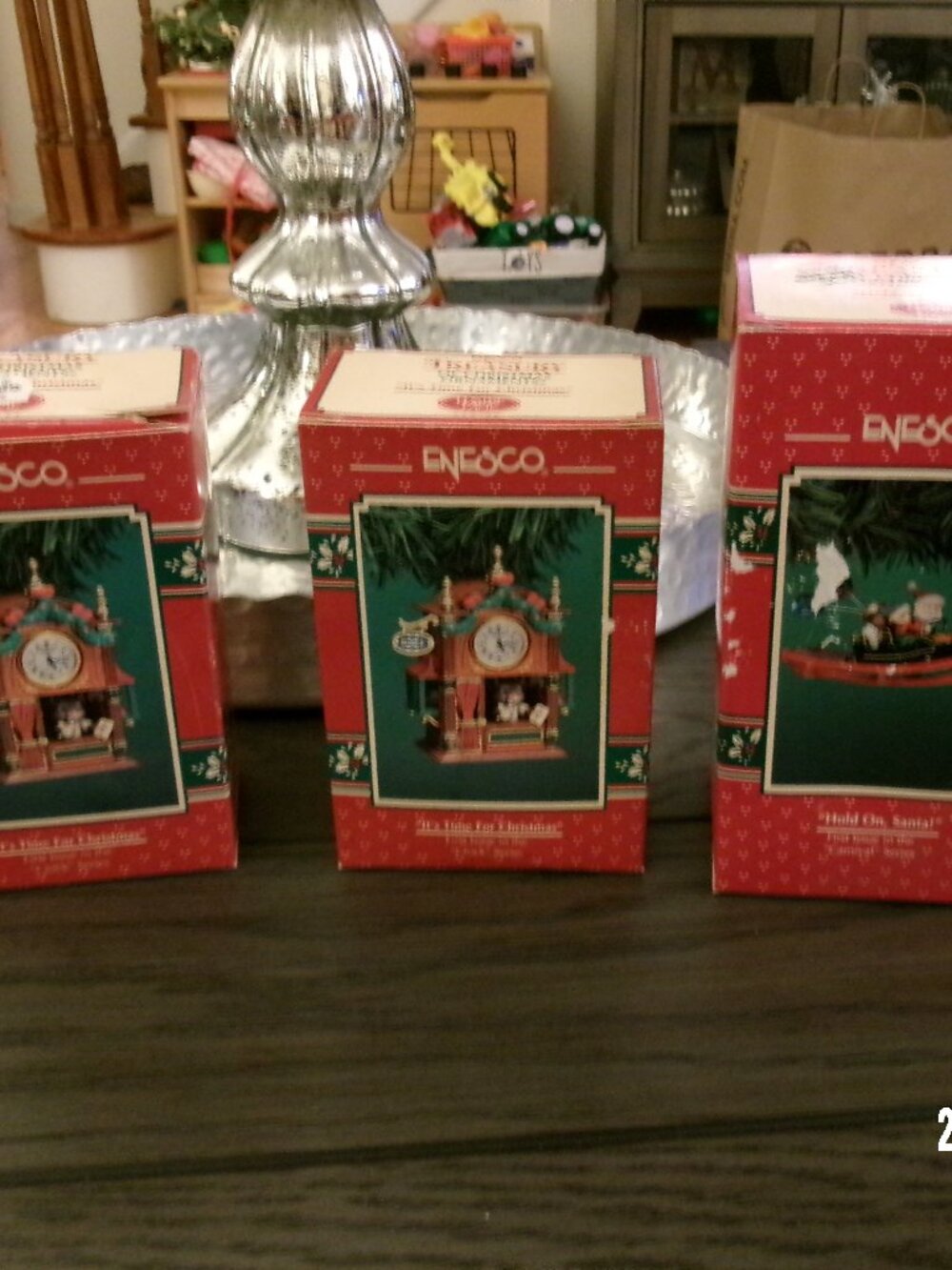 1996 Enesco (2) It's Time For Christmas & 1 Hold On Santa First Issues Ornament